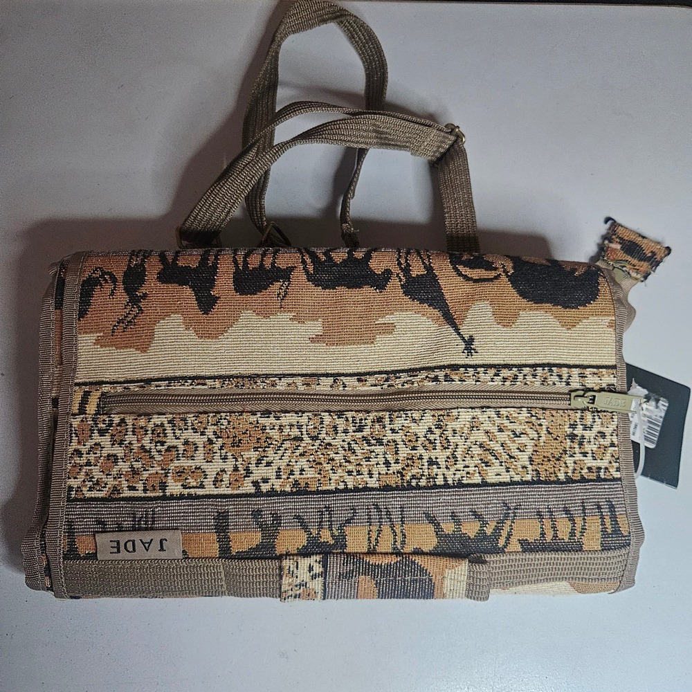 Jade Safari Tapestry Rolling Tote Bag Collapsible Travel Luggage Dony LA Corp